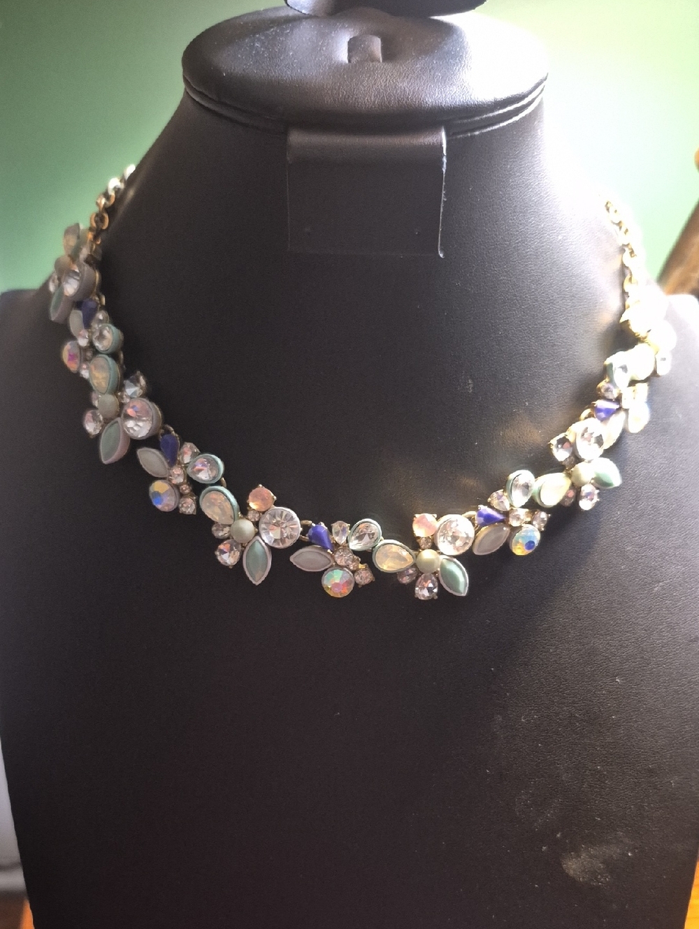 J.Crew Ombre Brulee Crystal Foliage Aurora Borealis Necklace Choker Cluster